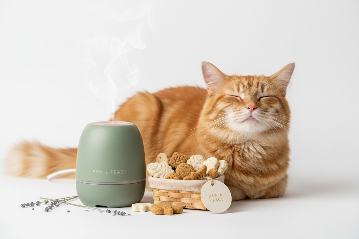 Cat with Wellness Products